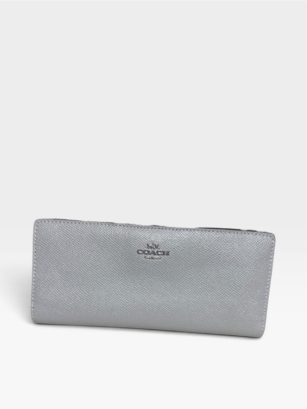 Coach Leather Slim Wallet in Crossgrain Granite